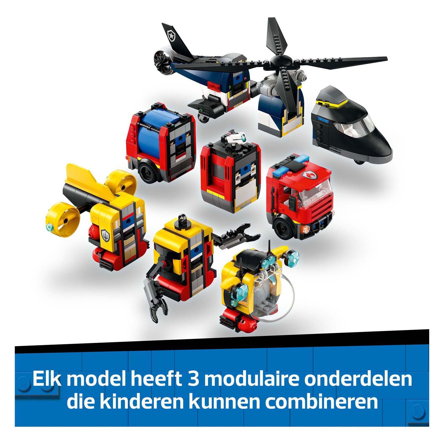 LEGO City 60462 Helikopter, Brandweerauto en Onderzeeer Remix