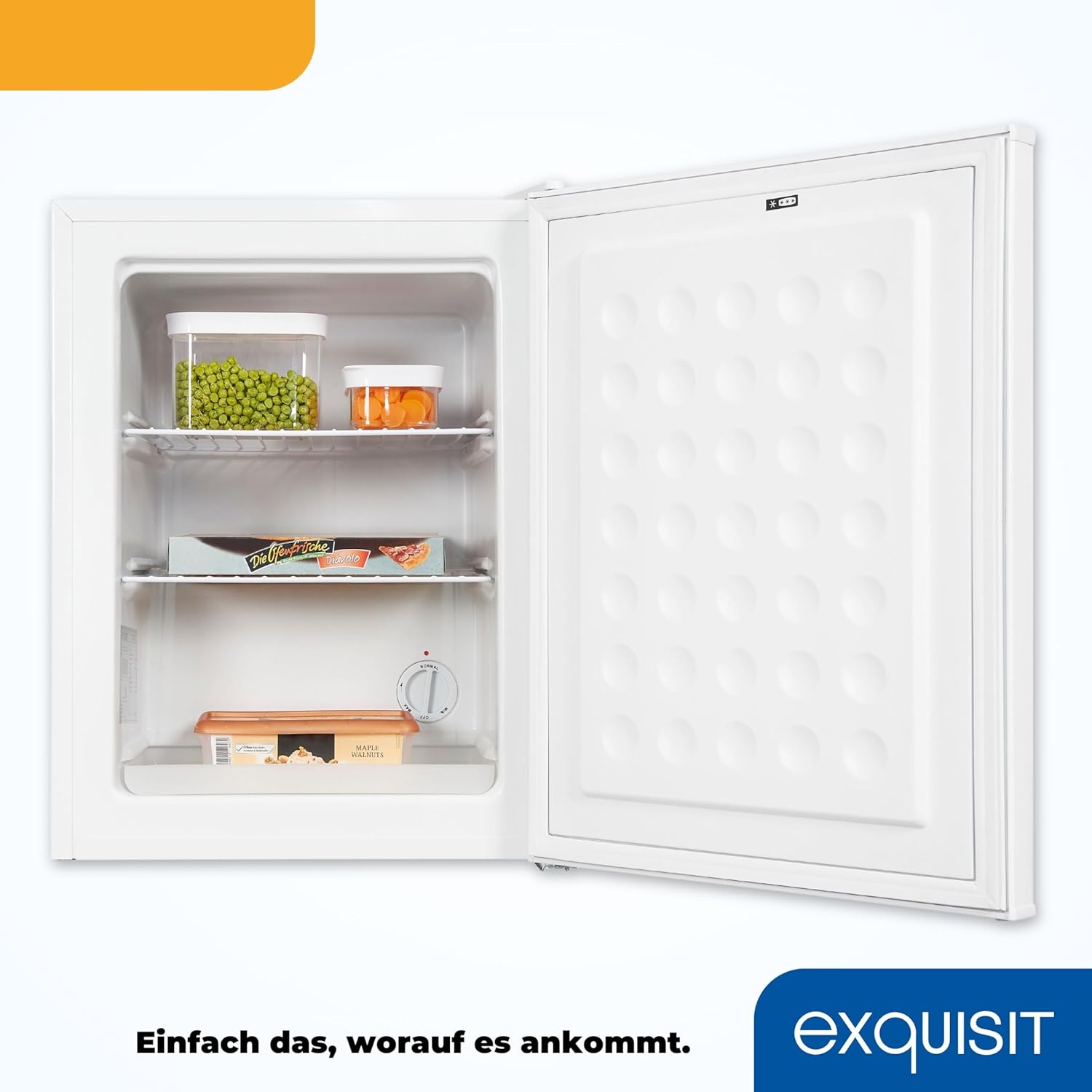 Exquisit Mini Gefrierschrank GB60-150E weiss | 42 l Nutzinhalt | Schwarz | Klein und kompakt | Türanschlag wechselbar | Gefrieren