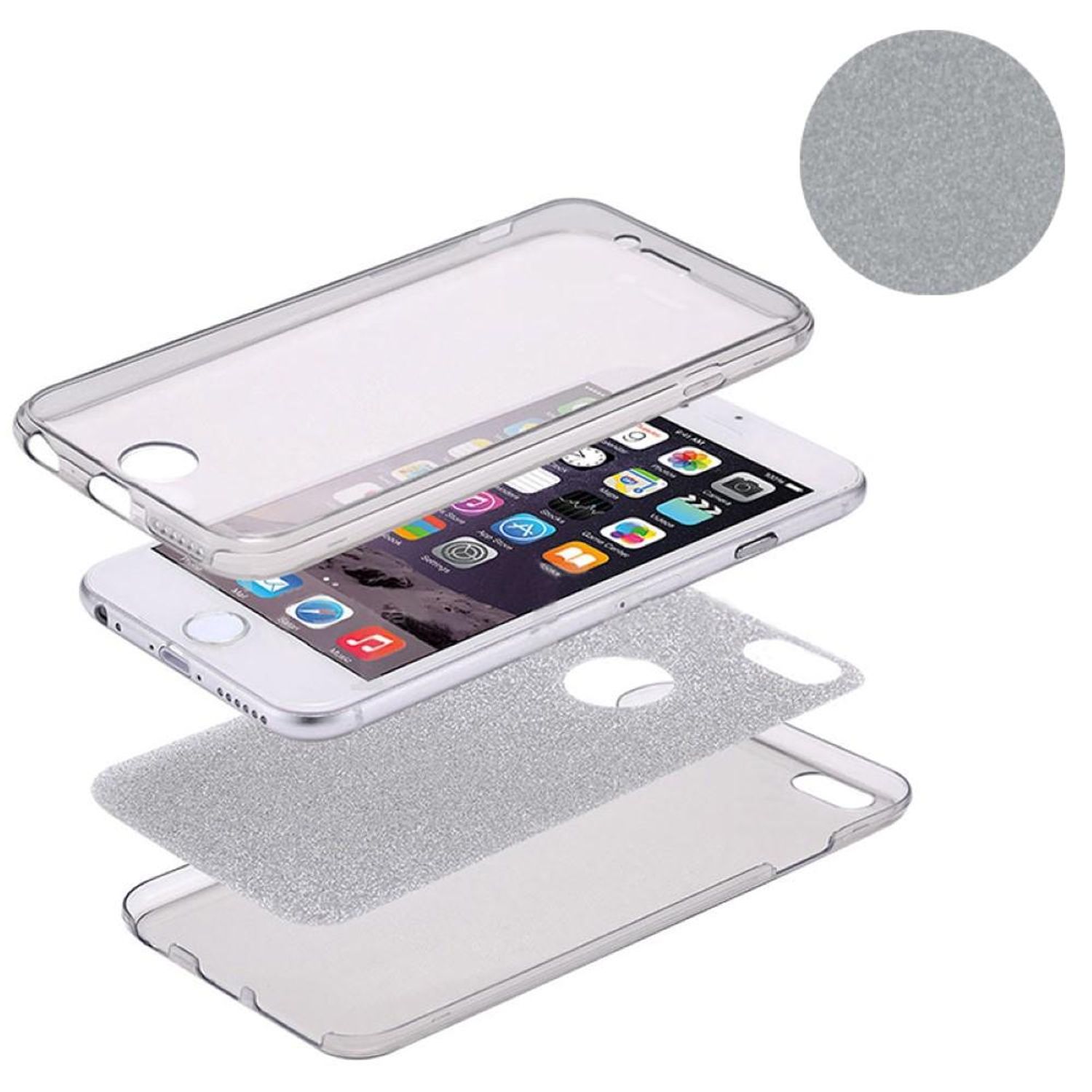 Apple iPhone 7 Plus / 8 Plus Hülle Case Handy Cover Schutz 360 Schtuzhülle Grau