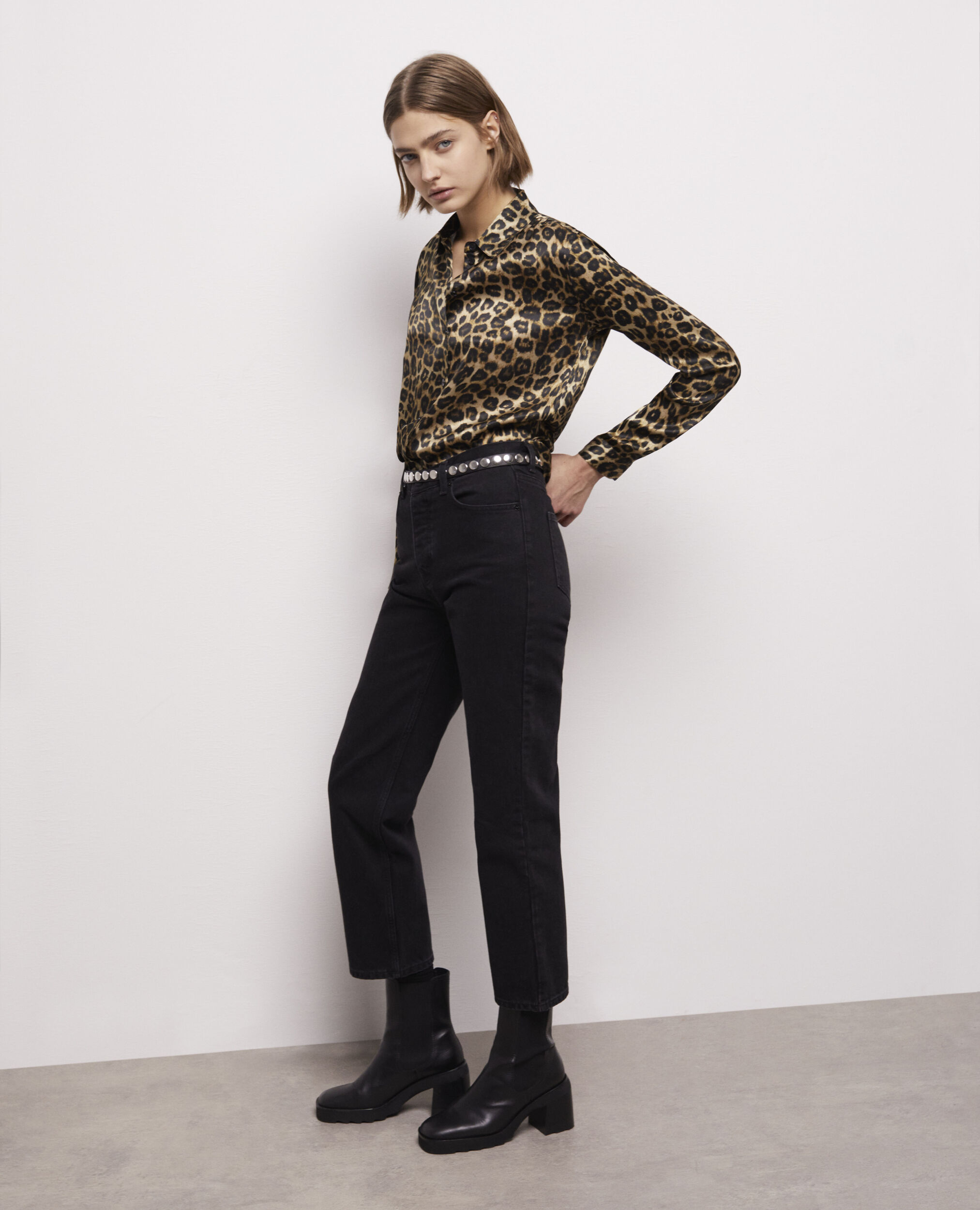 Chemise en soie léopard