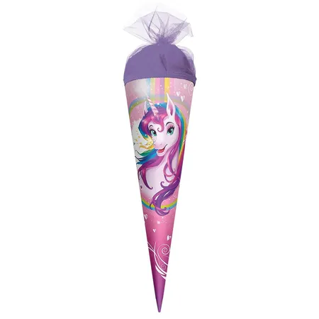 Roth Schultüte Einhornportrait, 35 cm, rund, Tüllverschluss
