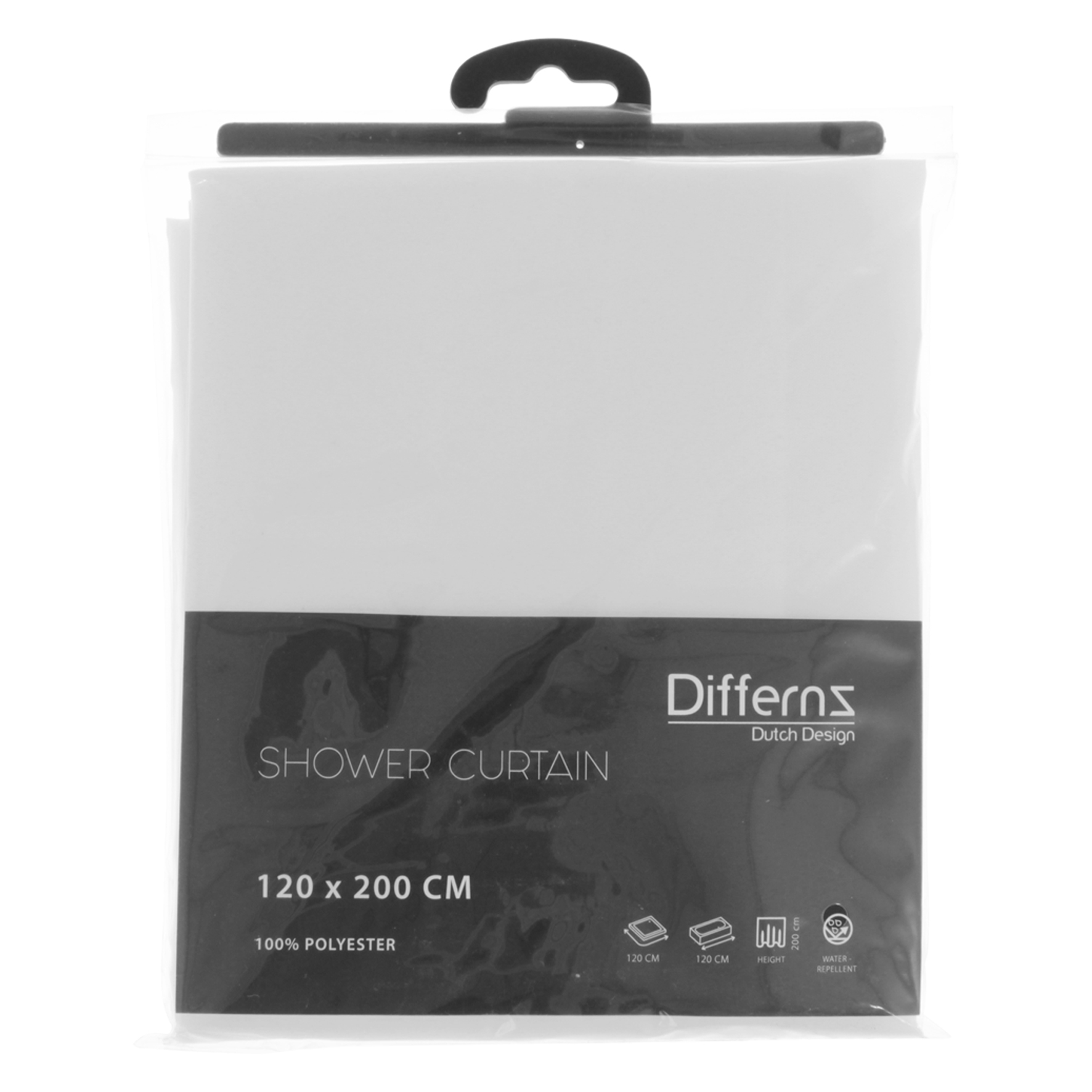 Differnz Color douchegordijn polyester 120x200cm wit