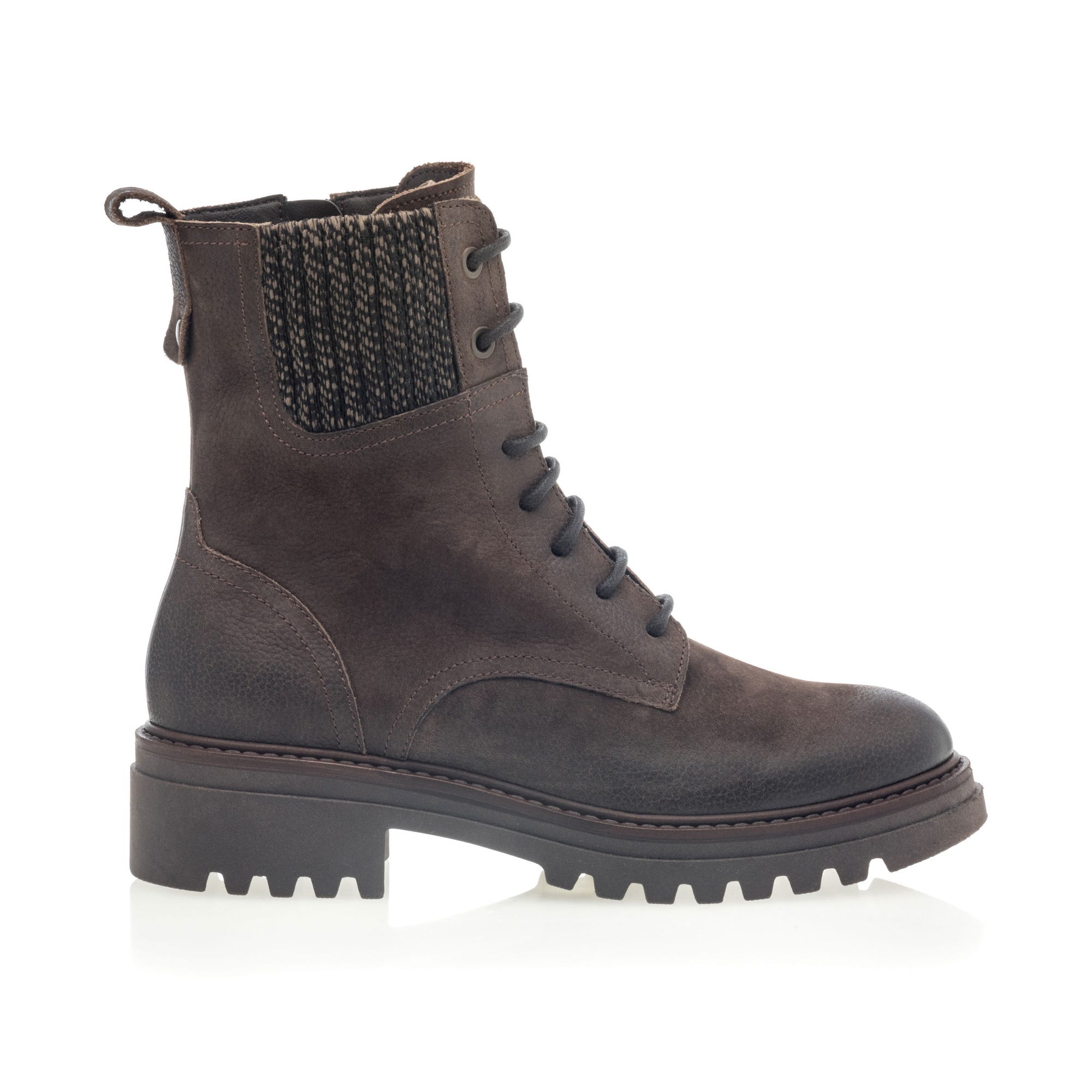 Bottines à lacets Femme en cuir marron