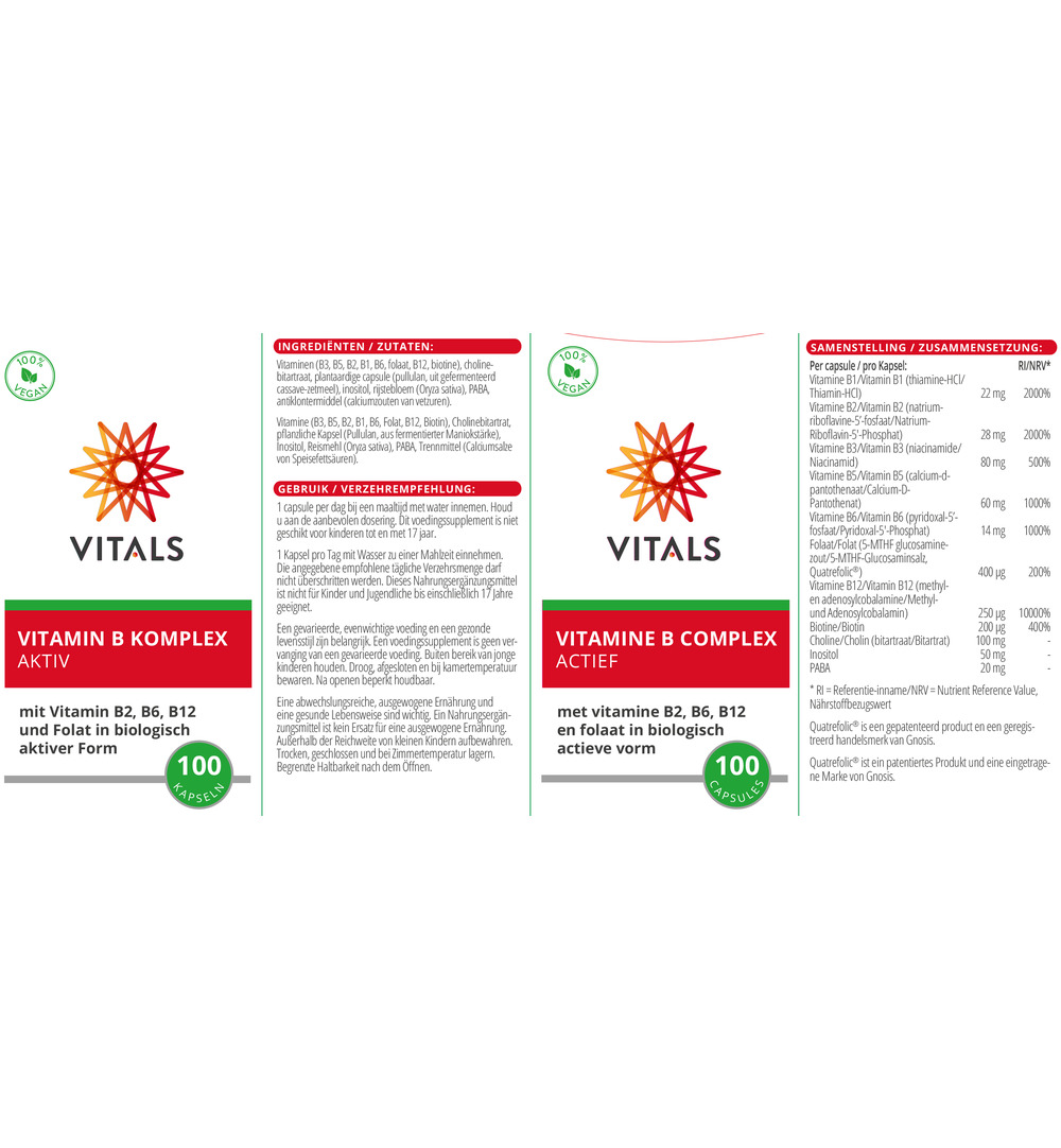 Vitals Vitamine B Complex Actief (100 capsules)