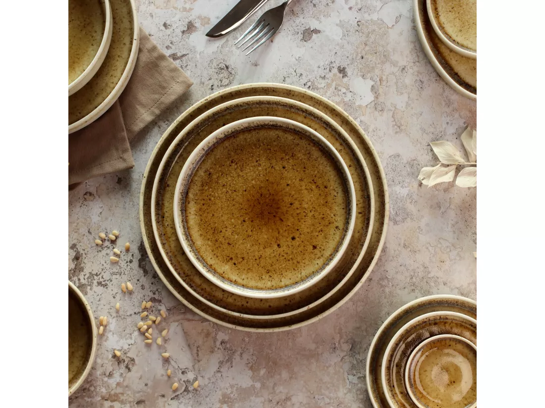Ogo Living - Lot 6 Assiettes Plates Stack 9cm En Porcelaine Marron