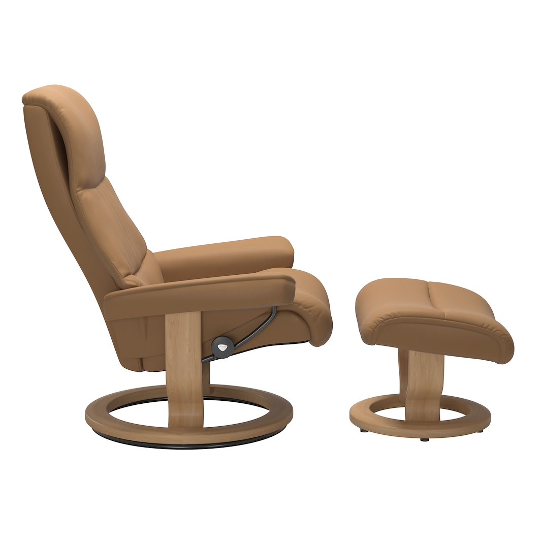 View (M) Classic lenestol med krakk Hud Paloma Spesial Taupe og Classic understell i eik