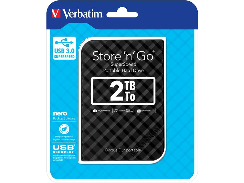 Verbatim Externe Festplatte Store 'n' Go 2 TB Externe Festplatte mit 2 TB Kapazität