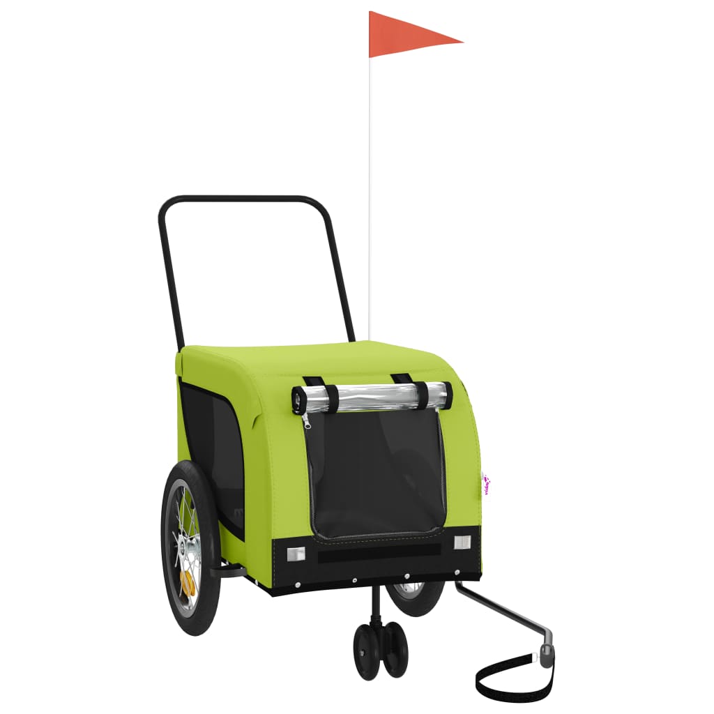 vidaXL Reboque para Bicicleta de Animais de Estimação em Tecido Oxford Verde e Preto
