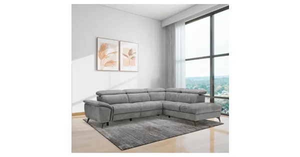 Ecksofa Kiani, Stoff grau, Ottomane rechts