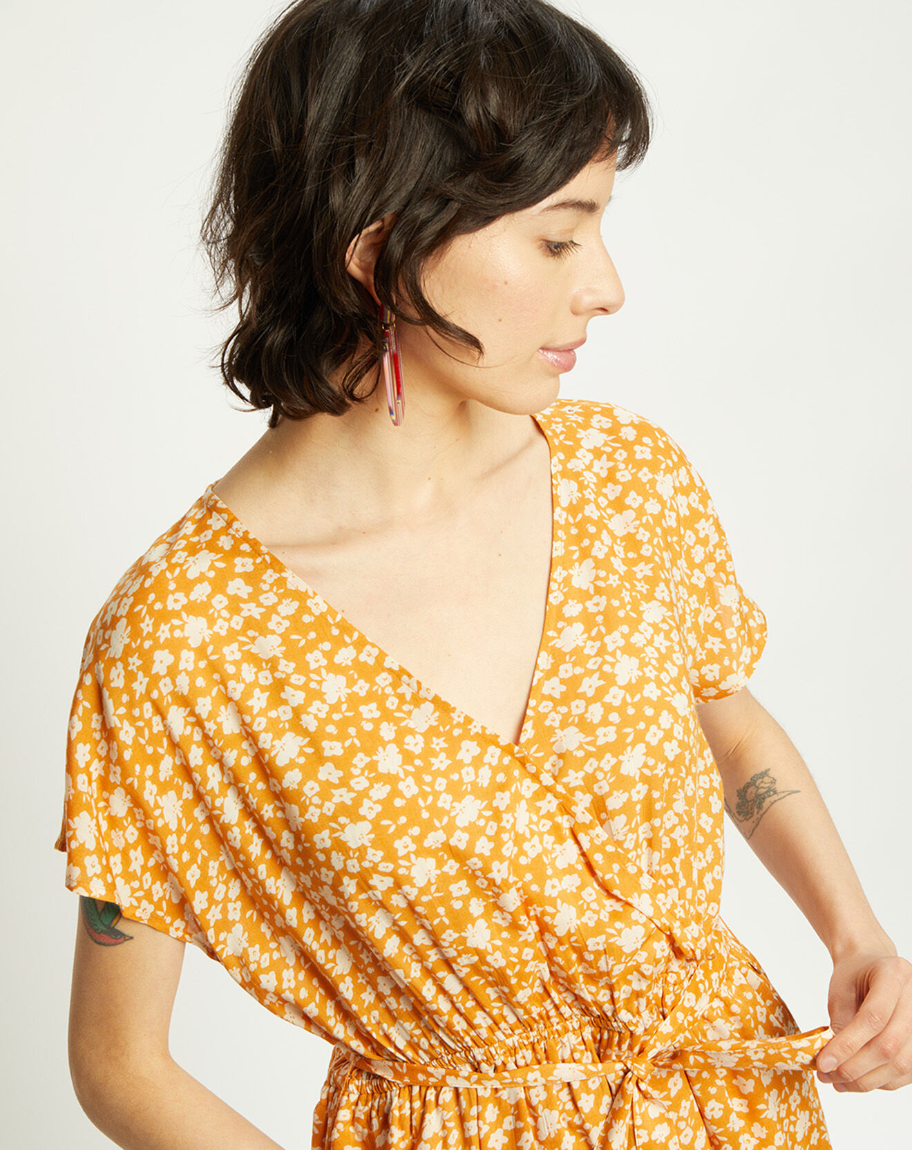 Harris Wilson Robe Lancel à fleurs orange