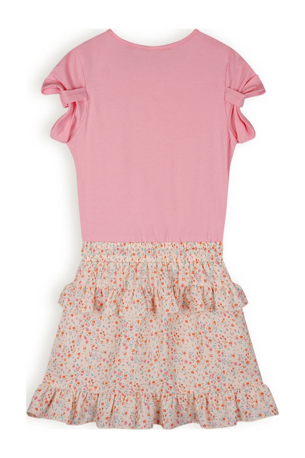 NONO gebloemde jurk Milas roze/ecru/lichtblauw