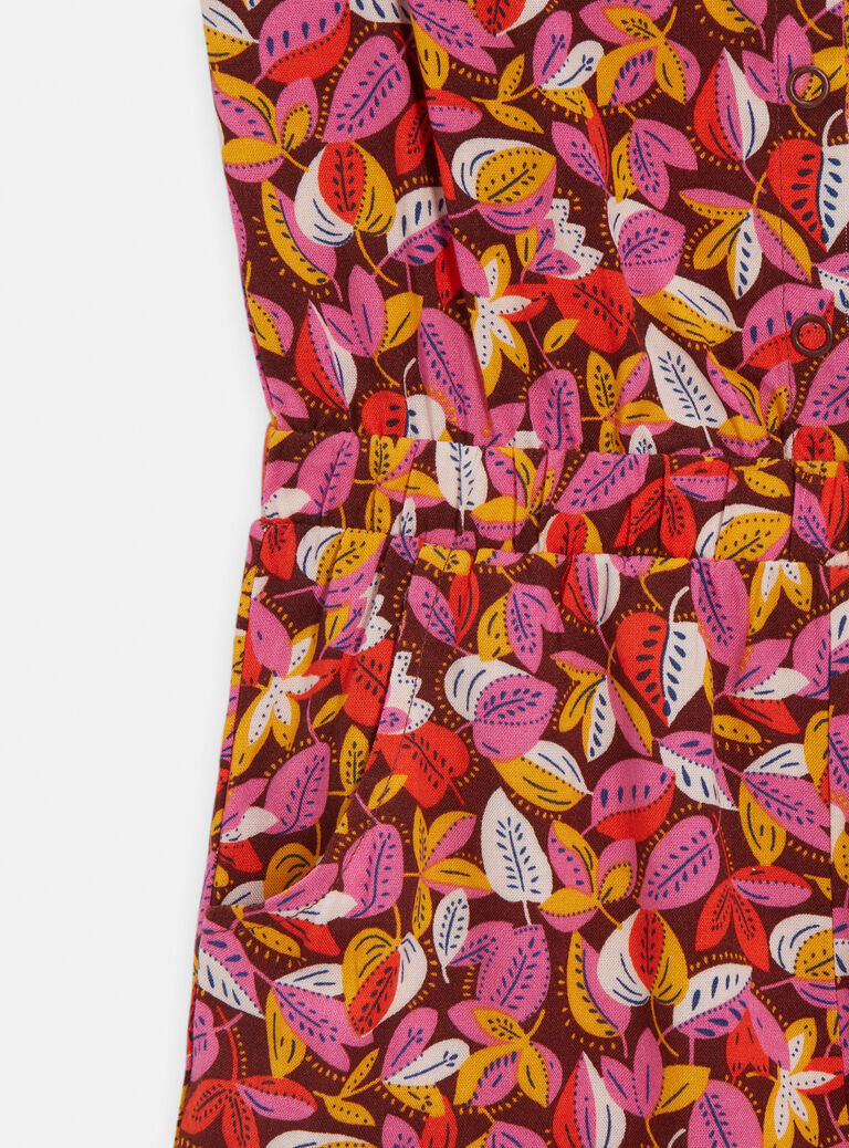 Combi-short ouvert au dos imprimé feuilles pour fille