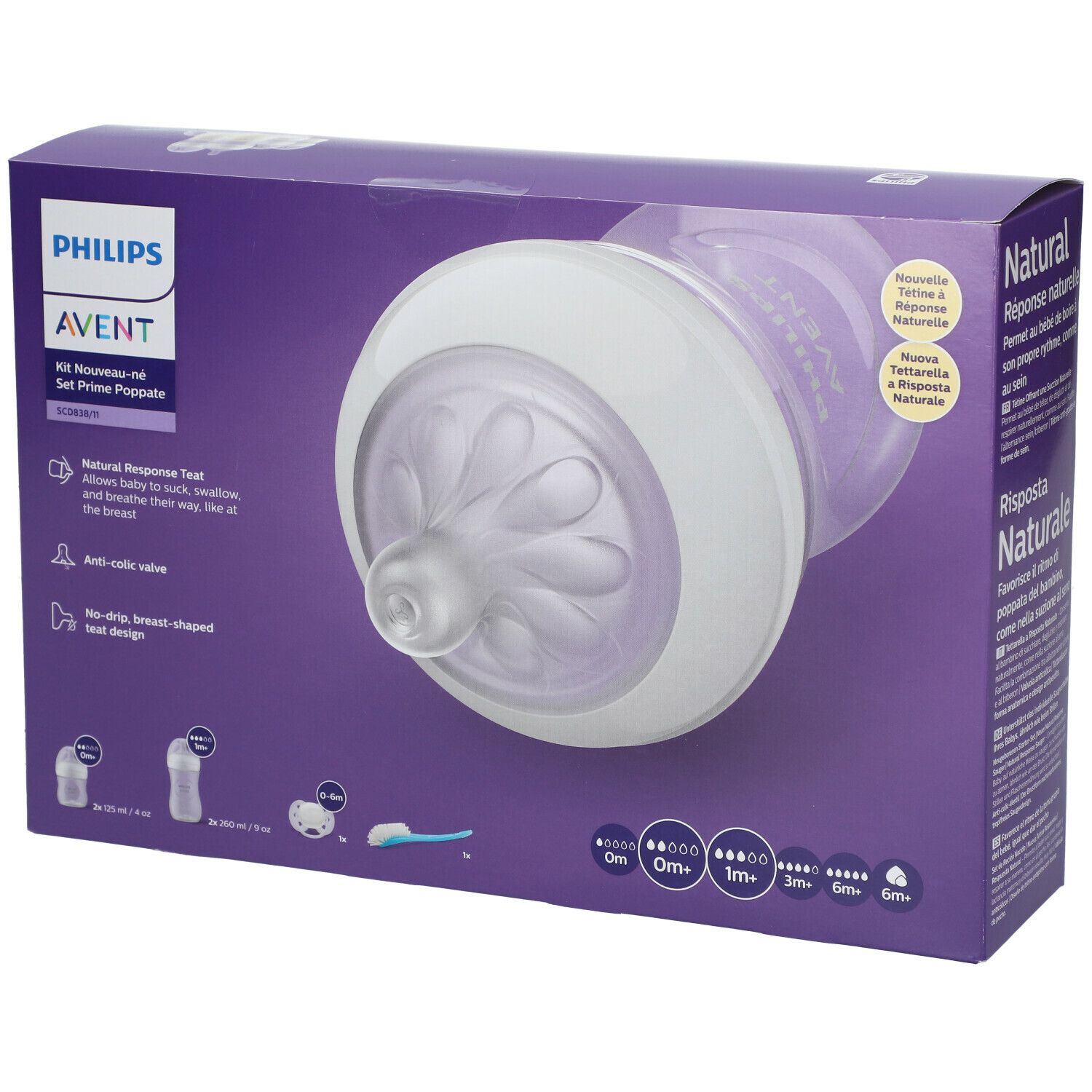 Philips Avent Babyflaschen Natural Response, Geschenkset für Neugeborene – 4 Babyflaschen