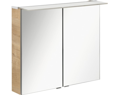 Fackelmann b.perfect LED spiegelkast 80x69x15 cm 2-deurs knoestige eik