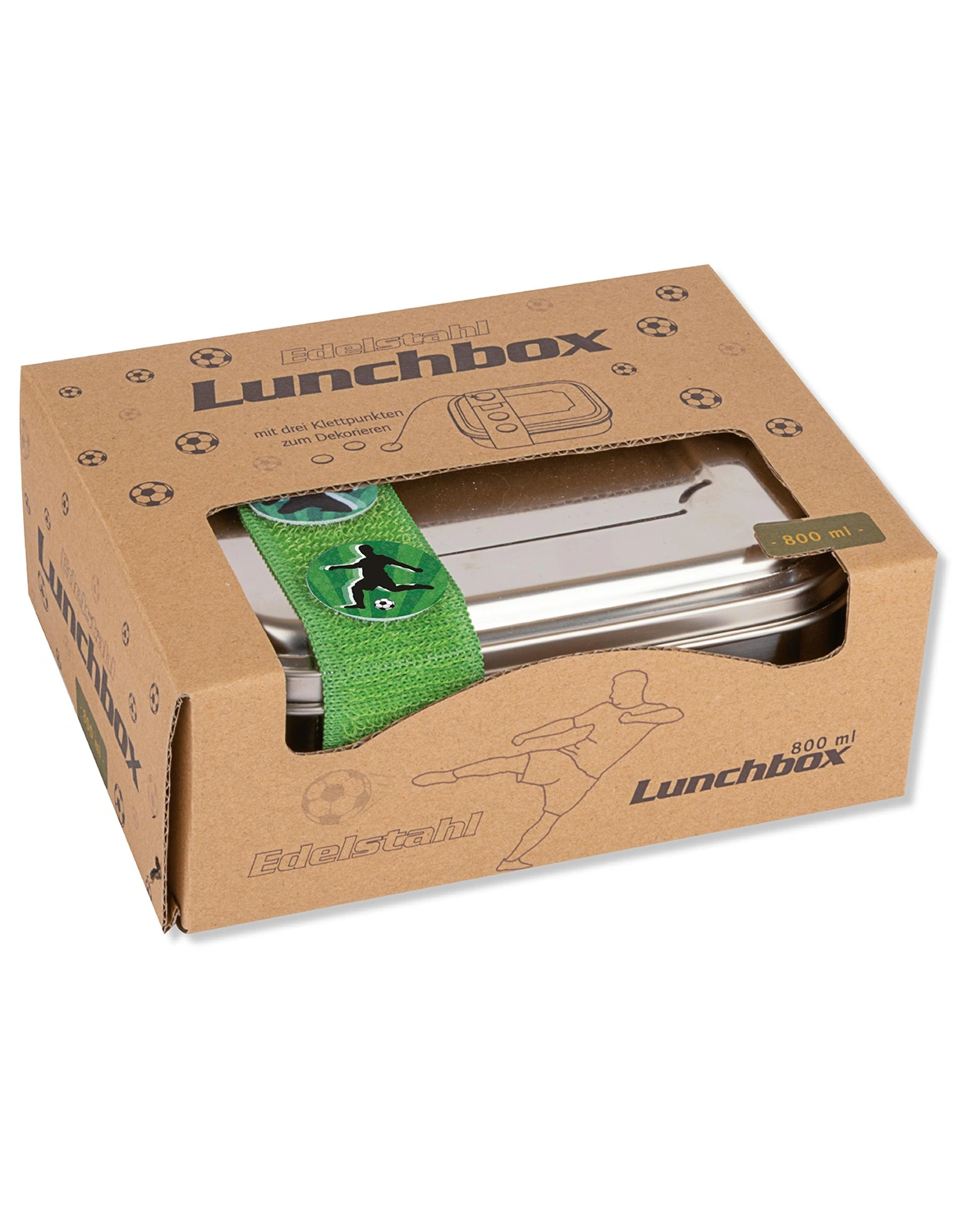 Edelstahl-Lunchbox TAPIRELLA - FUßBALL (15,5x11,5x6)