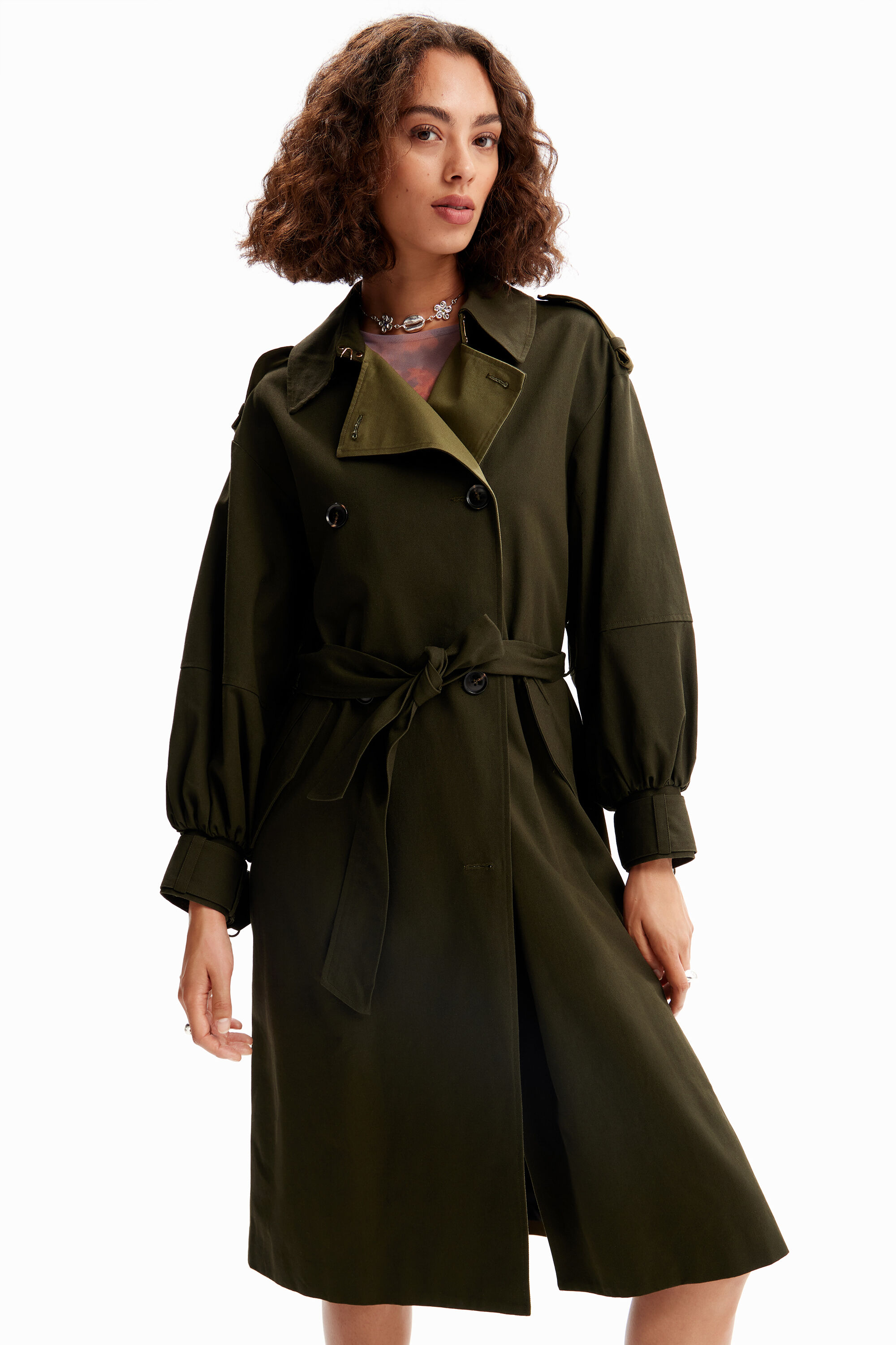 Trench coat oversized com cinto