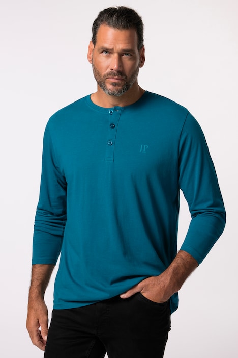 JP 1880 Henley, Basic, Shirt, Langarm, Knopfleiste, bis 8XL