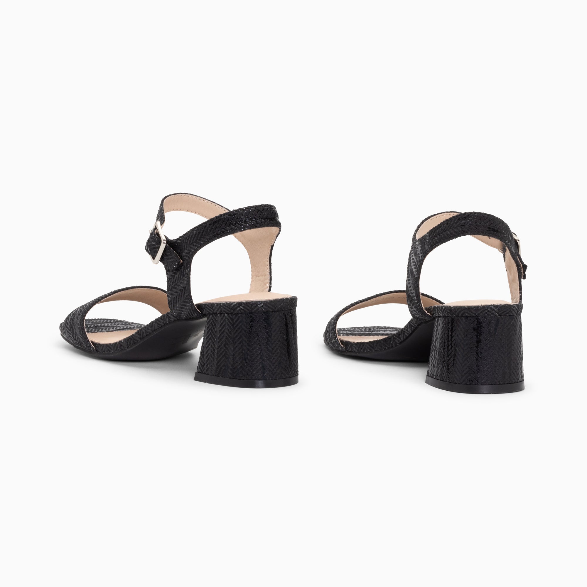 Sandales à talon, Compensées-Sandales à talon Jenna noires en tissu jacquard