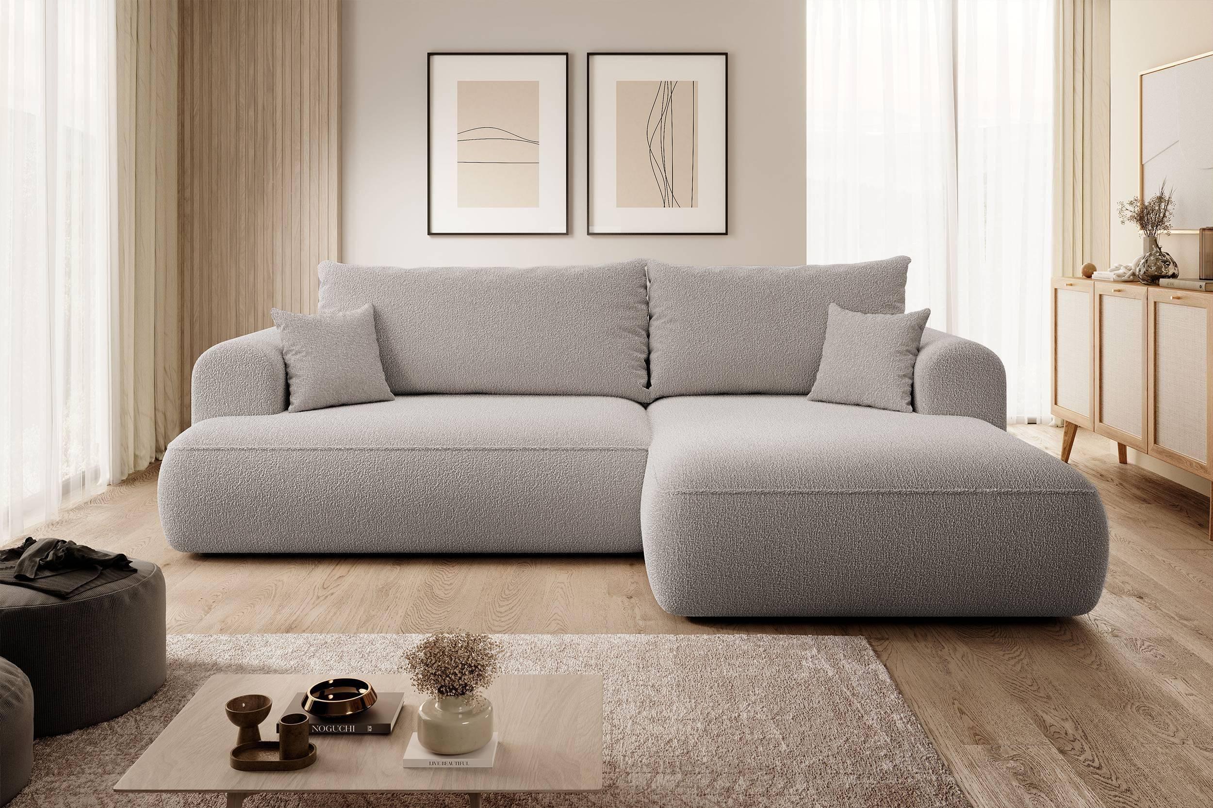 NADUVI Collection Philipa Hoekbank Rechts met Slaapfunctie - Bouclé - Taupe