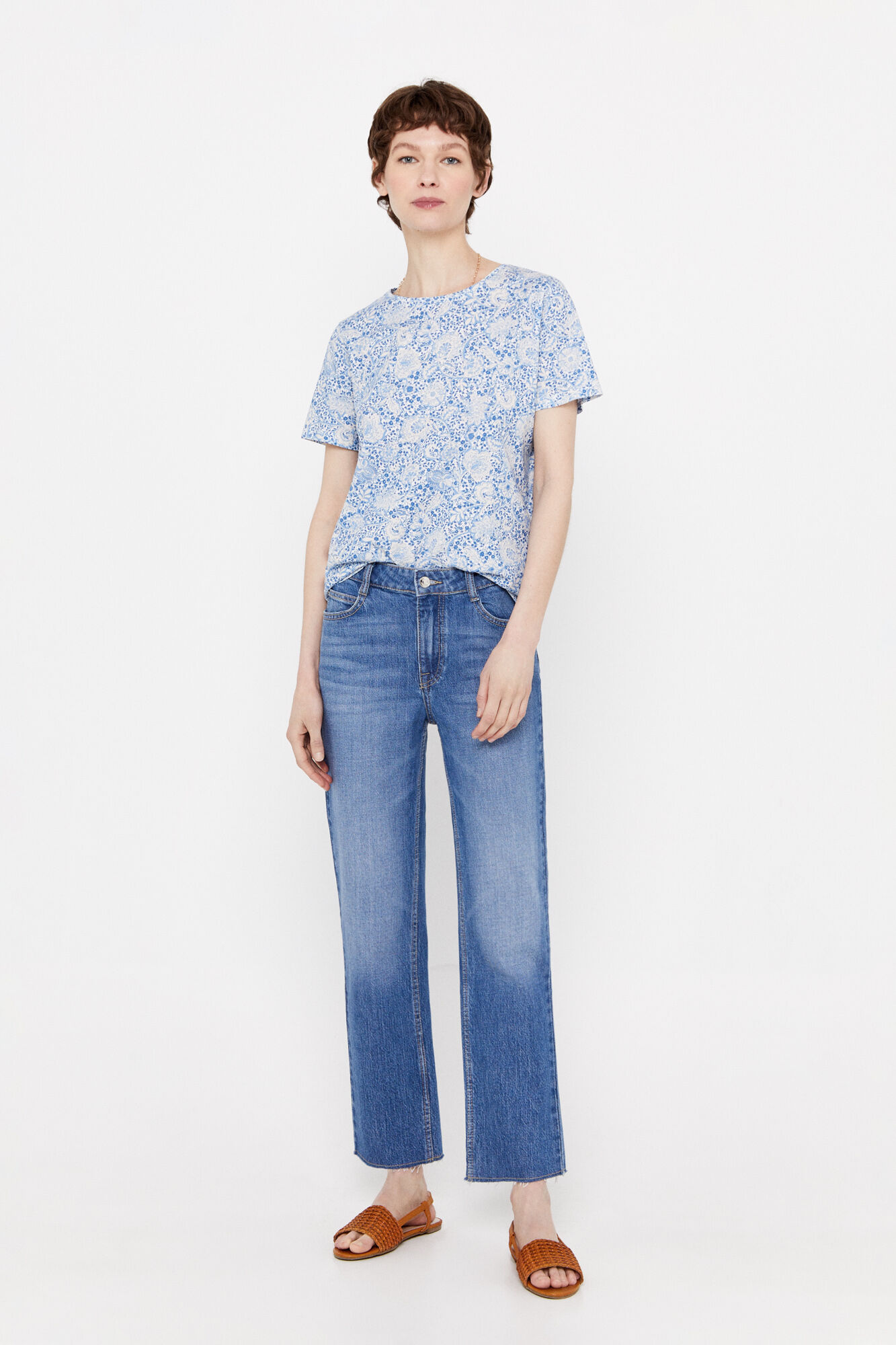 Camisa estampada com motivo floral - Estampa azul