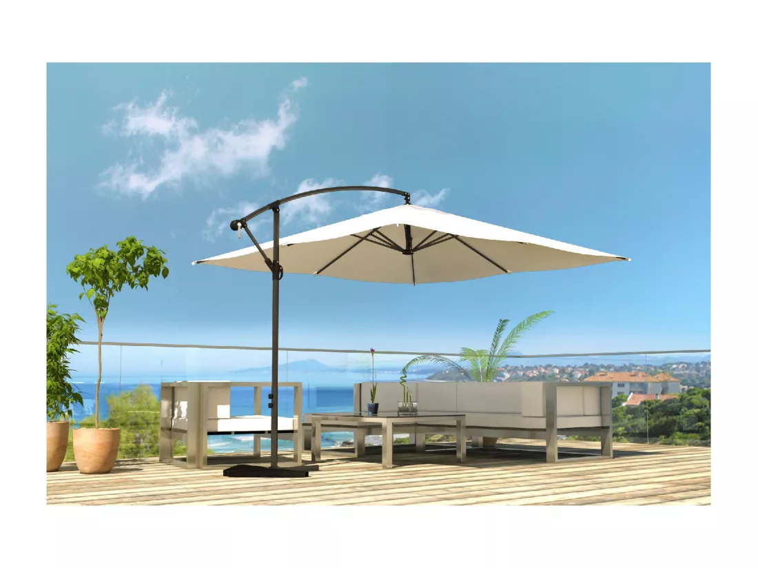 Parasol carré 3x3m écru SOLENZARA