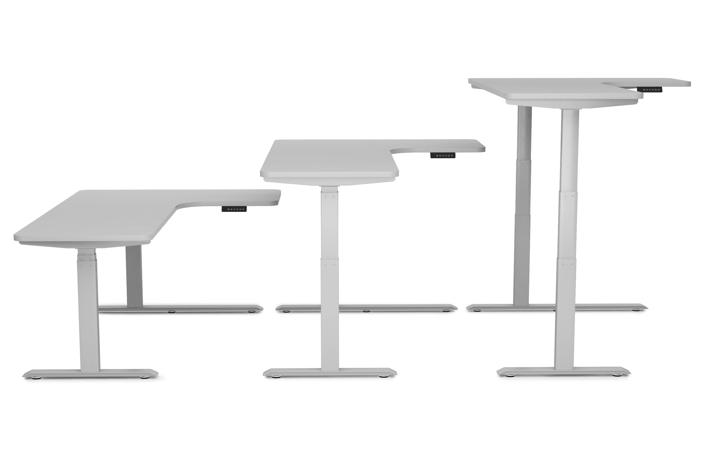 Stehpult Eckschreibtisch elektrisch PREMIUM grau 160 x 110 cm