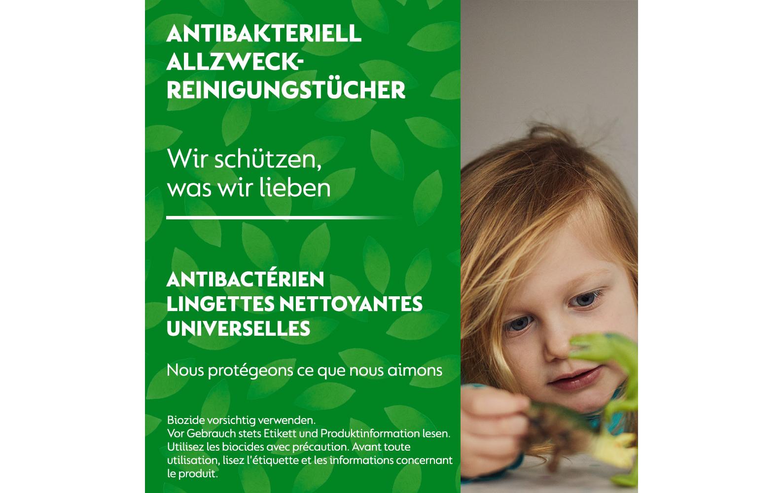 Allzweck-Reinigungstücher Granatapfel & Limette 60 StückAntibakterieller Oberflächenreiniger mit fruchtigem Duft