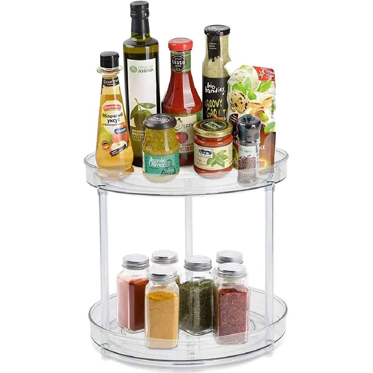 Vendos85 Plateau Rotatif Épices 2 Étages Transparent