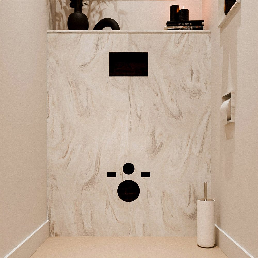 Mondiaz Hope toiletplaat solid surface 100x125cm ostra voorgeboord