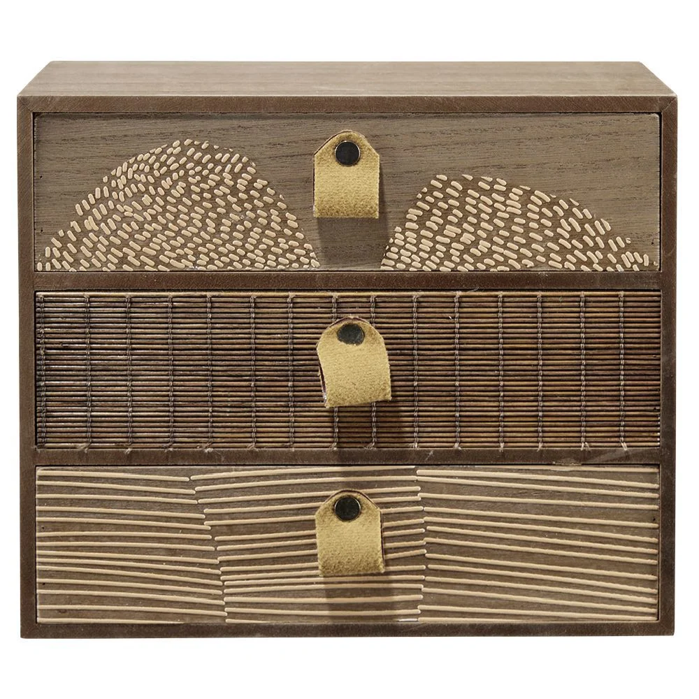 Mini meuble bois et bambou 3 tiroirs L24xl10,5xH20cm