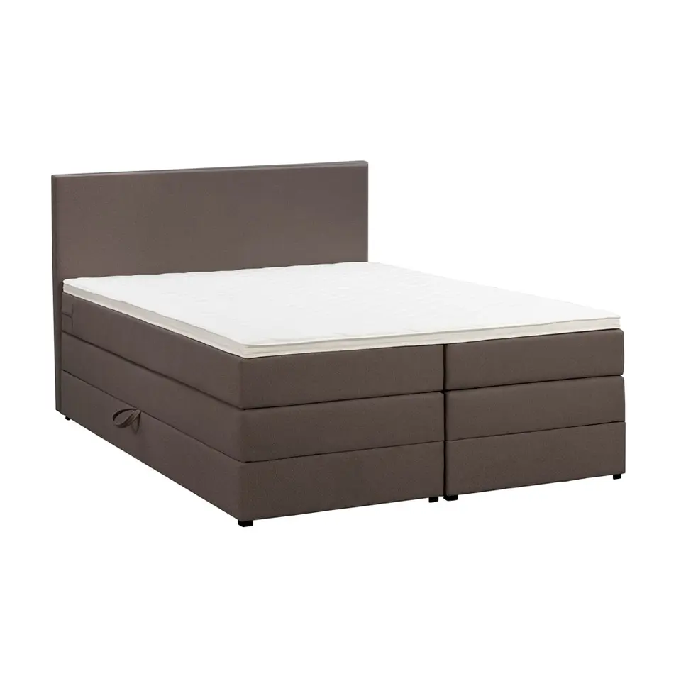 Boxspring met opbergruimte Liv egaal - donkerbruin - 180x200 cm