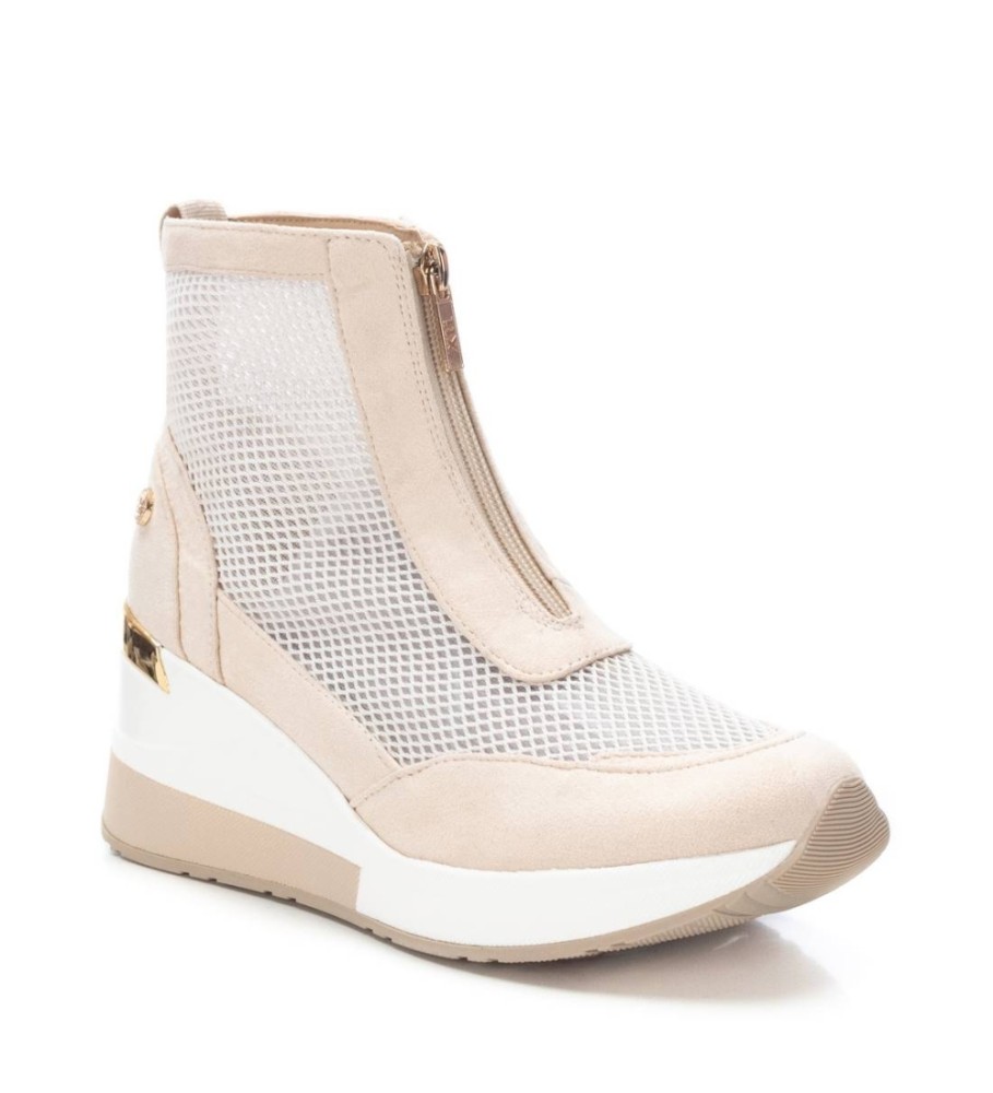 Tênis Xti 141043 Bege - Salto plataforma de 7 cm