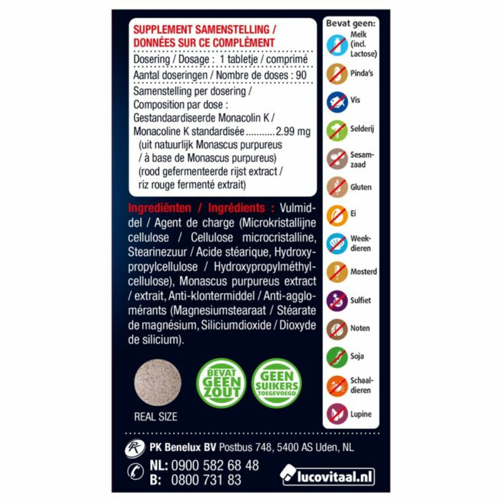 2x Lucovitaal Rode Gist Rijst 90 tabletten