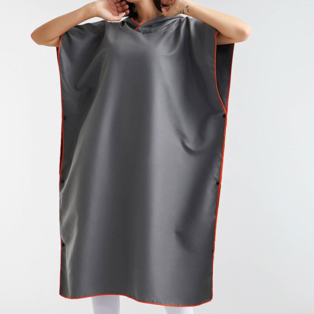 (107x80cm) Mikrofaser Bademantel Beach Tuch Poncho Umziehhilfe - Grau