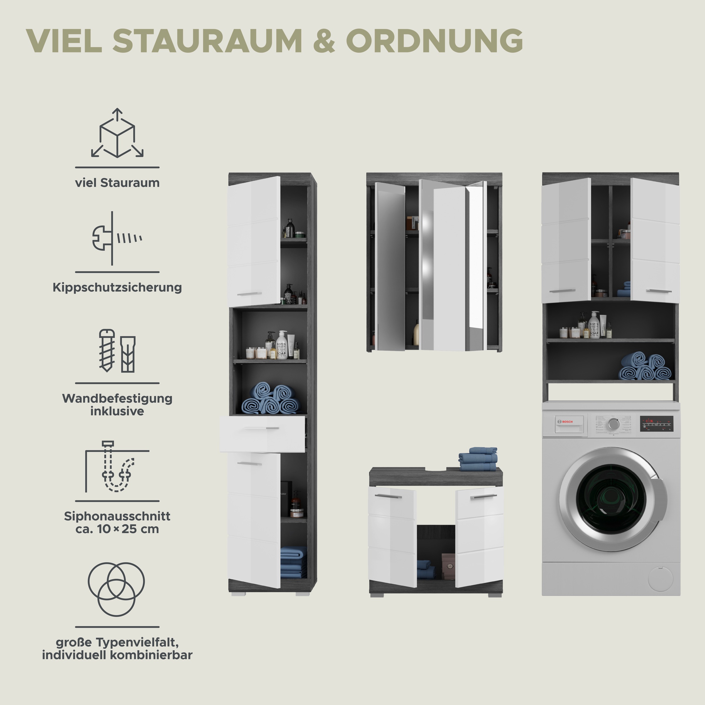 INOSIGN Badmöbel-Set »Siena, 4 teilig, bestehend aus:« Set, TOPSELLER!, 4 Stk. tlg.