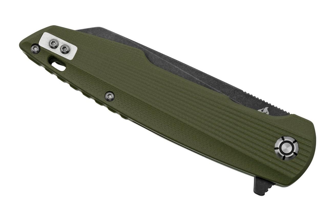QSP Knife Phoenix QS108-B2 Blackwashed D2, Green G10, zakmes
