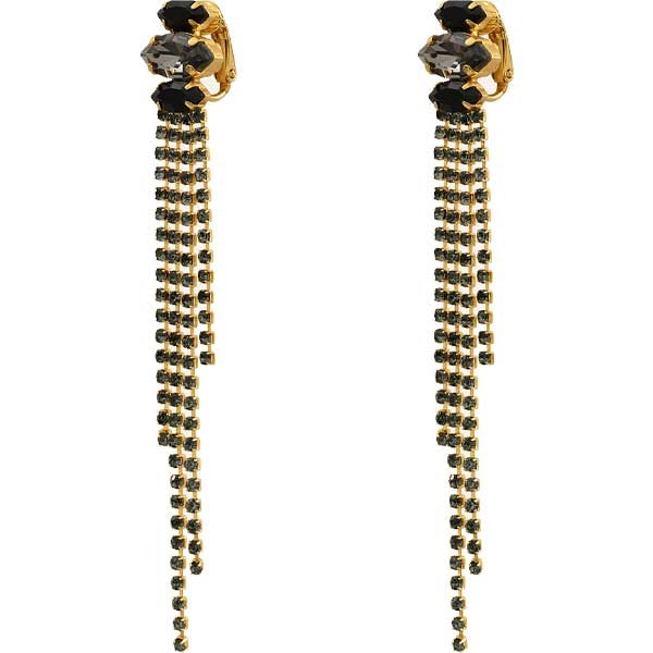 Boucles d'oreilles à clips Sparkling - Alliage doré & cristaux Swarovski noirs
