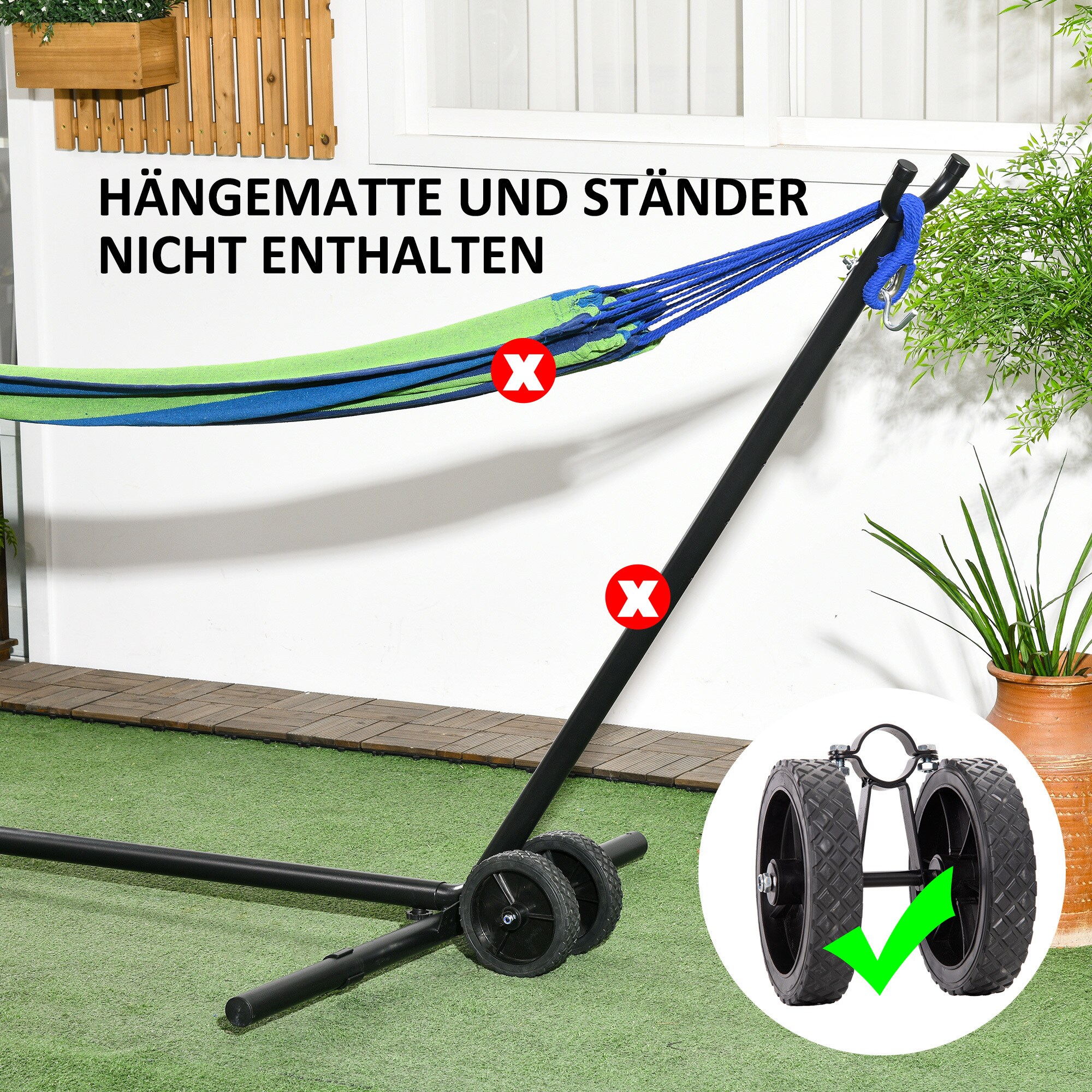 Outsunny Hängemattenrad-Kit mit tragbarem Design schwarz 20L x 18B x 18H cm