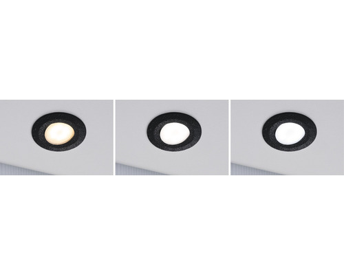 LED inbouwspots set IP65 3x5W 3x400 lm 2700-6500K Ø 9/6,8 cm zwart Kleurtemperatuur regelbaar via wandschakelaar 230V