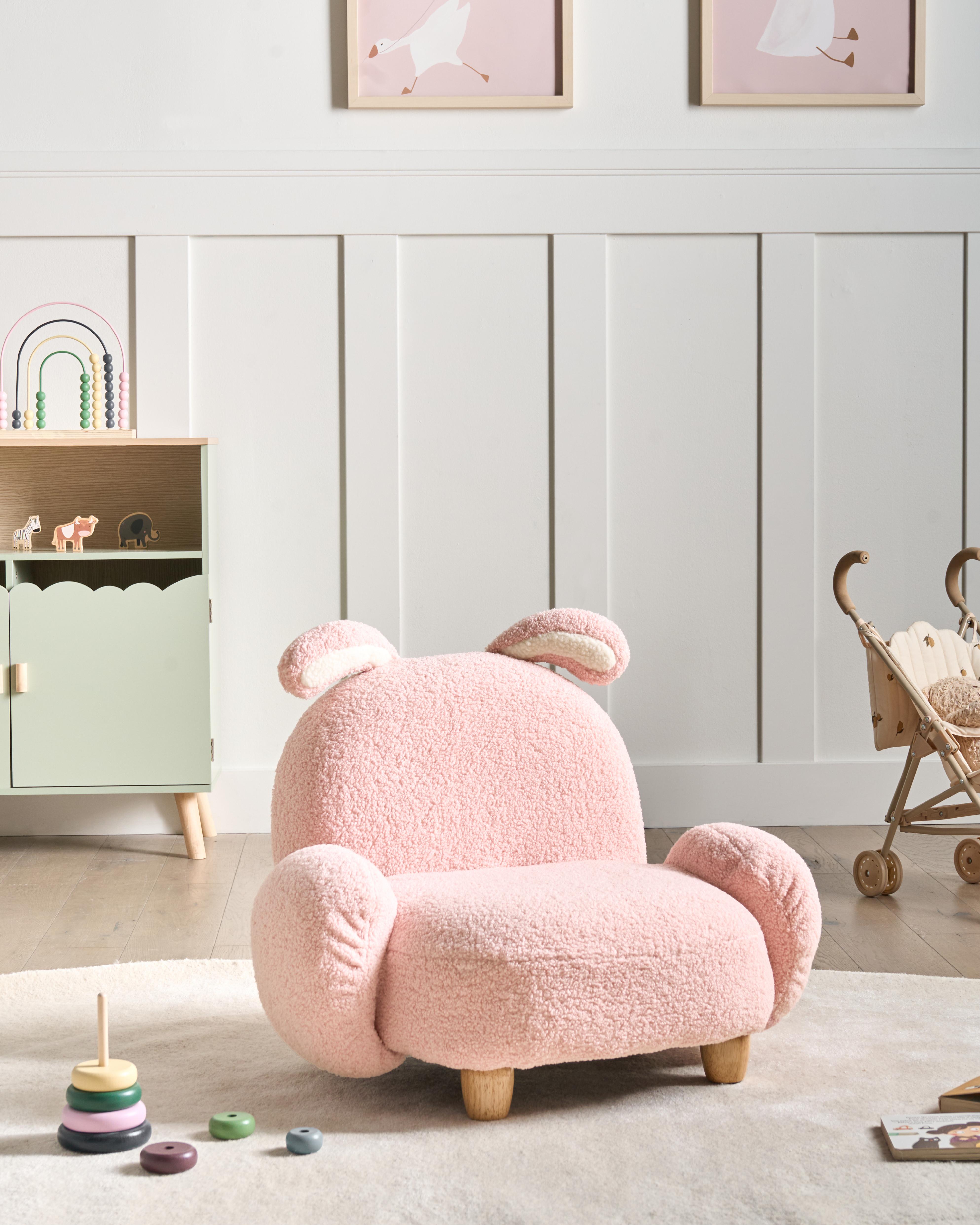 Kinderfauteuil Konijn KANNA Bouclé Pastelroze