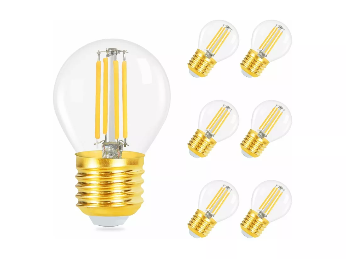 NETTLIFE Lot de 6 ampoules LED E27 à filament vintage blanc chaud 2700K 4W modèle G45 en verre de haute qualité idéales pour hôtel café maison bar