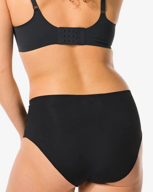 slip taille haute femme micro côtelé noir