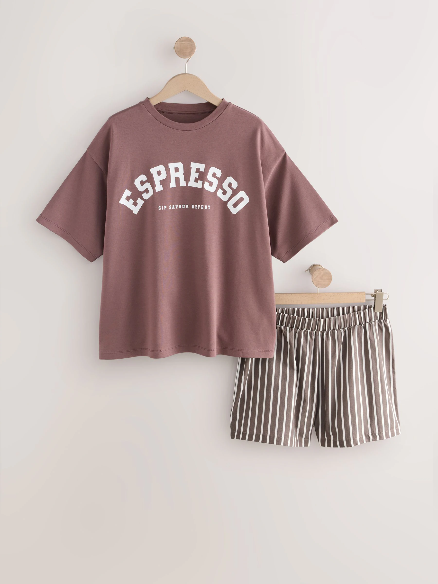 Bruin gestreept - Korte pyjama