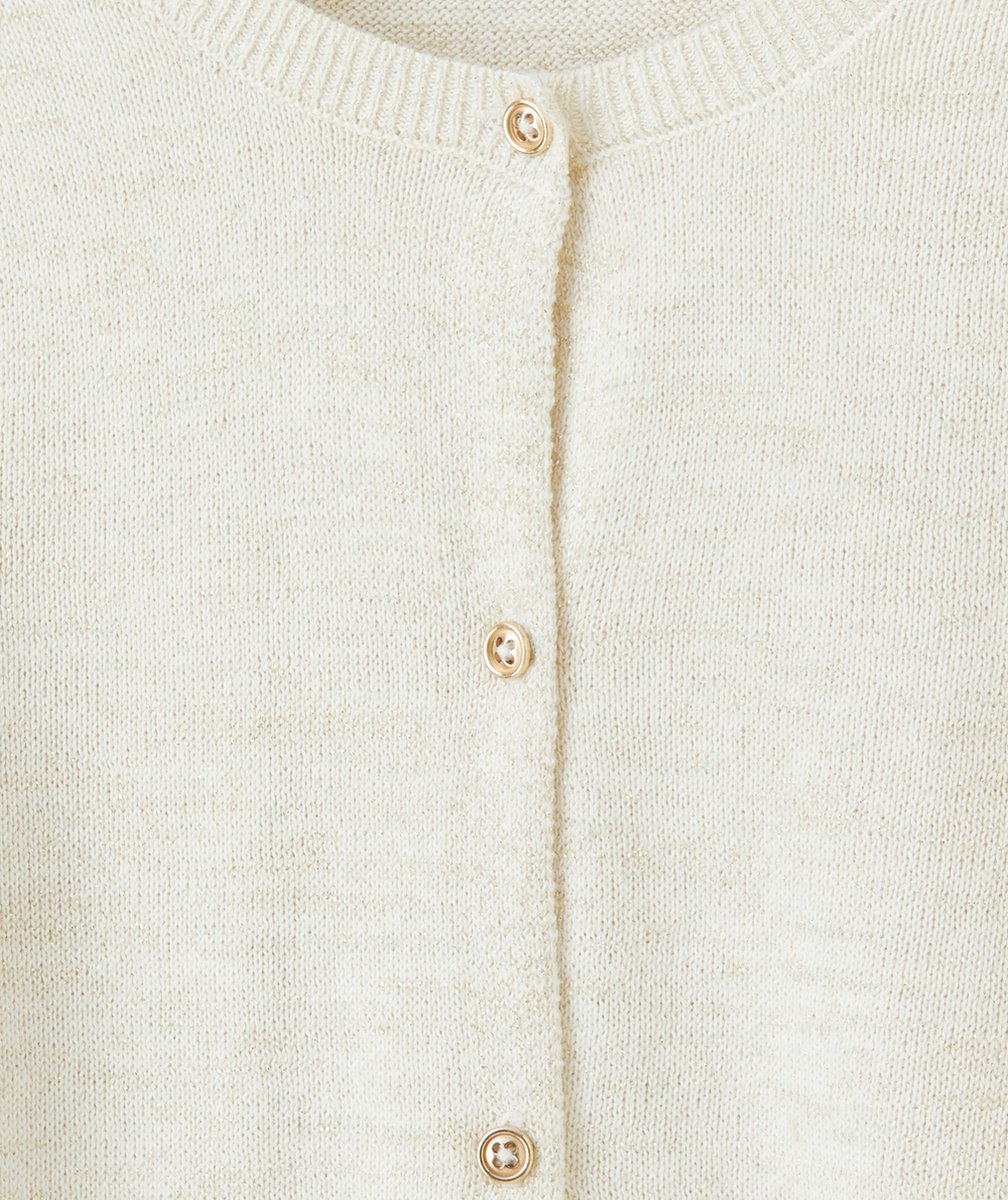 CARDIGAN MANCHES LONGUES FILLE ÉCRU AVEC DÉTAILS PAILLETÉS