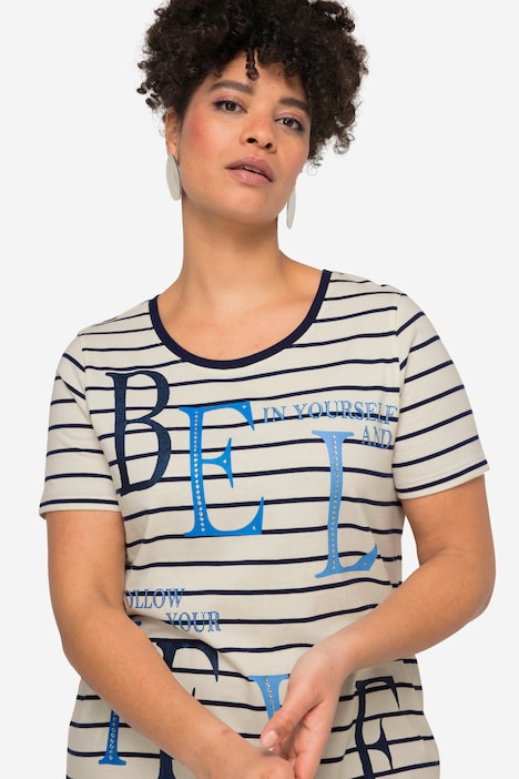 Ringelshirt, BELIEVE, Rundhals, Halbarm