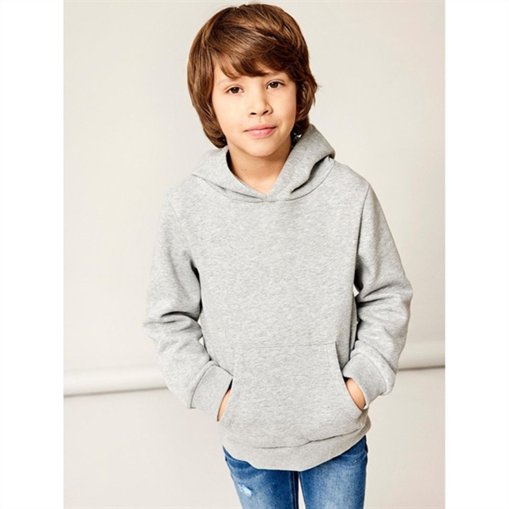 Grey Melange Hoodie - Name It → Luksusbaby.dk