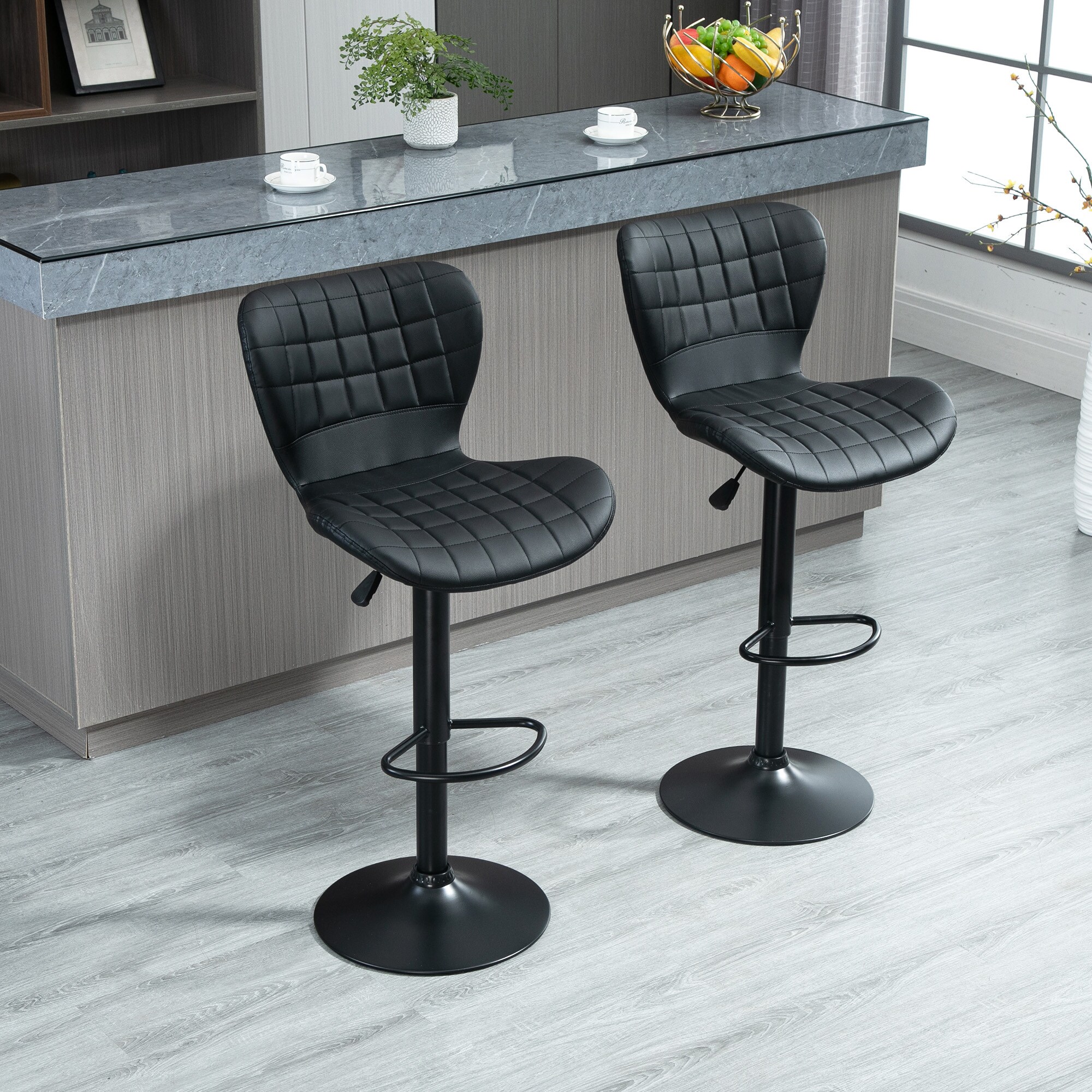 HOMCOM Barstuhl im 2er-Set schwarz 57B x 58T x 87-107H cm