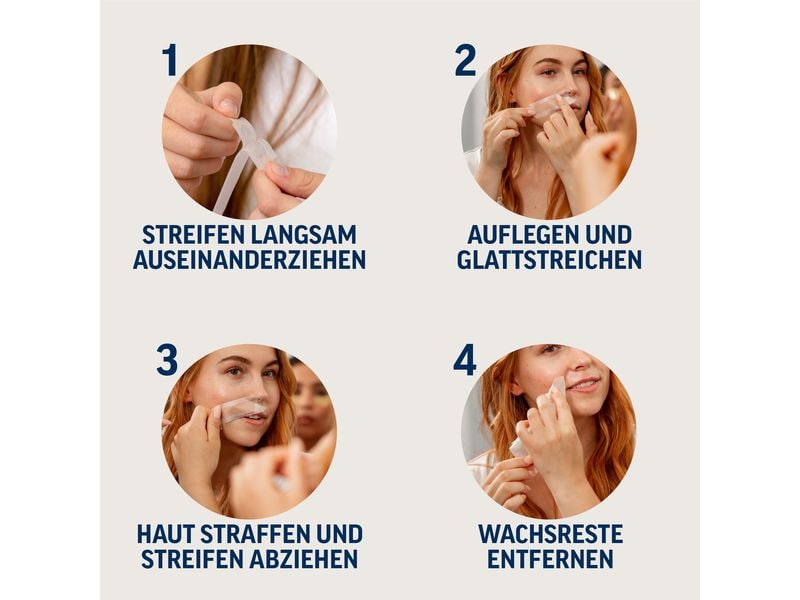 Veet Kaltwachsstreifen Gesicht Sensible Haut 20 Stück Praktische Kaltwachsstreifen mit spezieller Gel Formel und Mandelöl