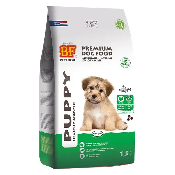 Ração BF Petfood Mini para Cães de Pequeno Porte e Filhotes, Sem Trigo, 1,5kg