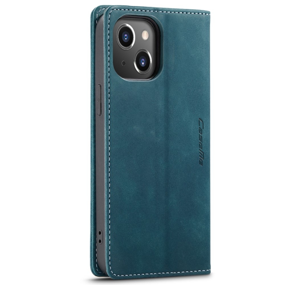 iPhone 14 Leder Tasche Flip Wallet Etui mit Kartenfächern - Blaugrün